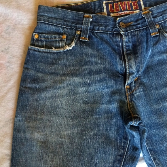 Levi's Low Boot Cut Vintage Distressed Blue Jeans - Picture 6 of 16